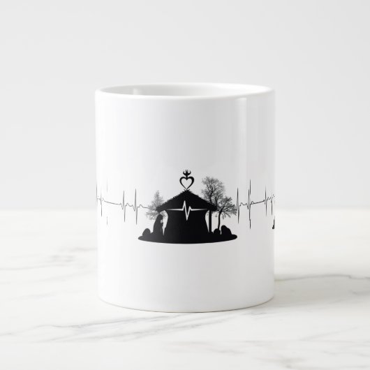 Heartbeat Nativity Unique Minimal Jumbo Mug ジャンボコーヒーマグカップ (正面)
