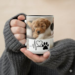Heartbeat Paw Print Pet Photo Mug ツートーンマグカップ<br><div class="desc">Showcase your love for your furry family with this unique 3-photo mug,  featuring a heartwarming heartbeat and paw print design. This meaningful mug is perfect for any devoted pet parent to display their favorite dog and cat memories,  making every sip special.</div>