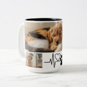Heartbeat Paw Print Pet Photo Mug ツートーンマグカップ (正面左)