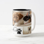 Heartbeat Paw Print Pet Photo Mug ツートーンマグカップ (正面右)