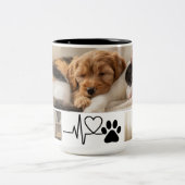 Heartbeat Paw Print Pet Photo Mug ツートーンマグカップ (中央)