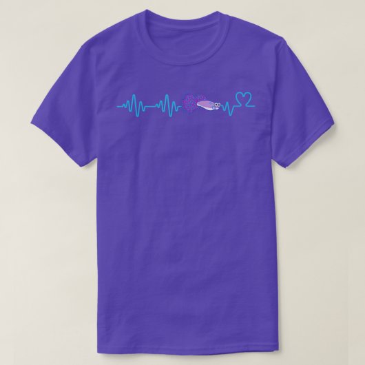 Heartbeat Purple Betta Fish Funny Fishkeeping Aqua Tシャツ (デザイン正面)