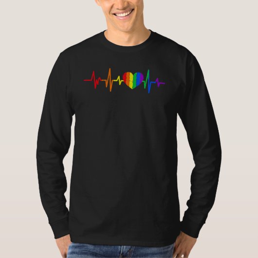 Heartbeat Rainbow Heart Gay LGBT Pride Medical Nur Tシャツ (正面)