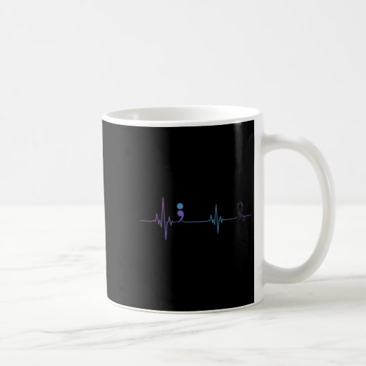 Heartbeat Semicolon Suicide Prevention Awareness  コーヒーマグカップ (右)