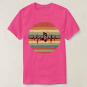 Heartbeat Treble Clef Music Notes Retro Sunset Tシャツ (デザイン正面)