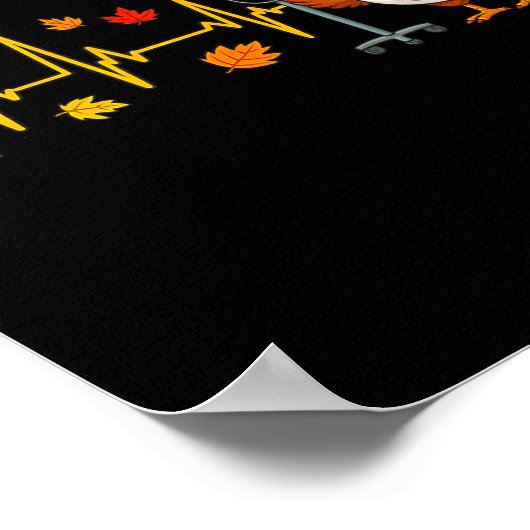 Heartbeat Turkey Funny Nurse Thanksgiving Fall Des ポスター (角)