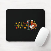 Heartbeat Turkey Funny Nurse Thanksgiving Fall Des マウスパッド (マウス)