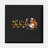 Heartbeat Turkey Funny Nurse Thanksgiving Fall Des マグネット (正面)