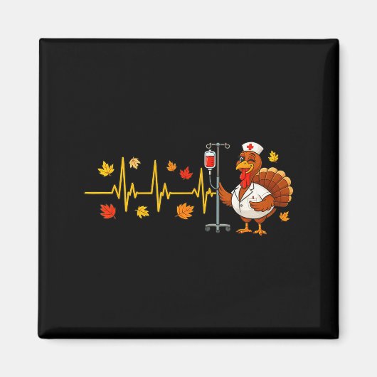 Heartbeat Turkey Funny Nurse Thanksgiving Fall Des マグネット (正面)