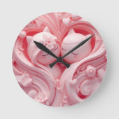 Heartbound Cats in Pastel Pink ラウンド壁時計 (正面)