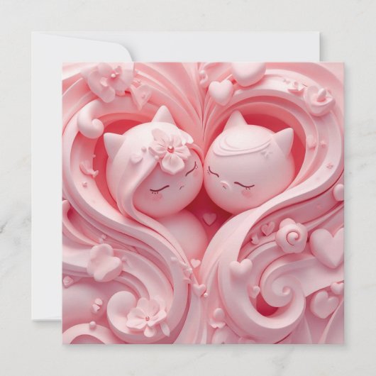 Heartbound Cats in Pastel Pink 招待状 (正面)