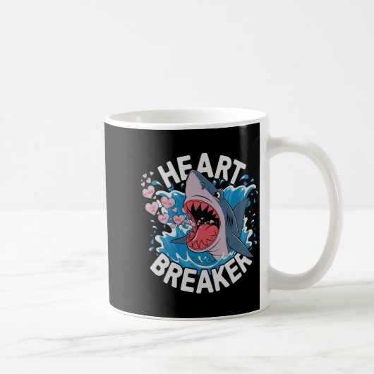 Heartbreaker Shark Cute Funny Love Design For Vale コーヒーマグカップ (右)