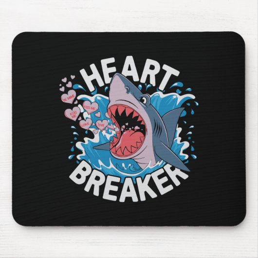 Heartbreaker Shark Cute Funny Love Design For Vale マウスパッド (正面)