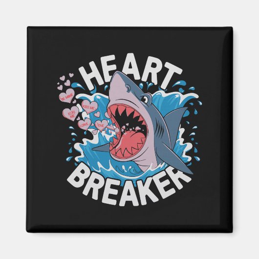 Heartbreaker Shark Cute Funny Love Design For Vale マグネット (正面)
