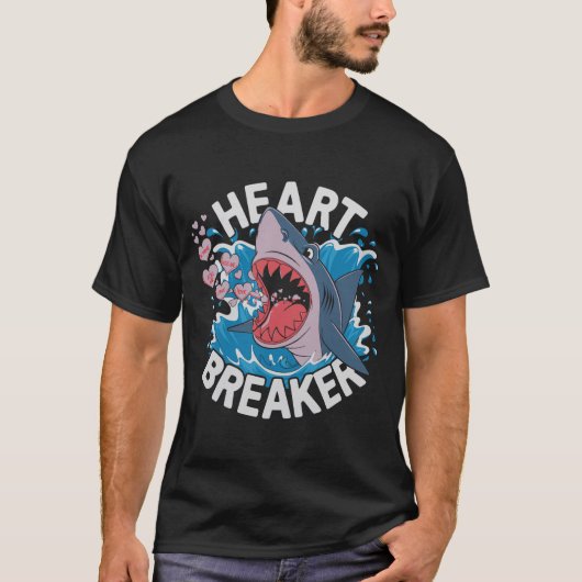 Heartbreaker Shark Cute Funny Love Design For Vale Tシャツ (正面)