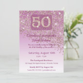 Heartfelt 50th Birthday Rose Gold Glitter  招待状 (スタンド正面)