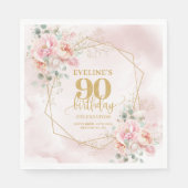 Heartfelt blush pink floral 90th birthday luncheon スタンダードランチョンナプキン (正面)
