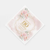 Heartfelt blush pink floral 90th birthday luncheon スタンダードランチョンナプキン (角)