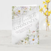 Heartfelt Condolences White Floral Sympathy Card カード (黄色い花)