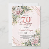 Heartfelt Dusty Pink Watercolor Floral 70 Birthday 招待状 (正面)
