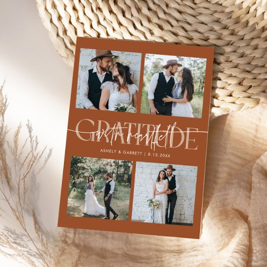 Heartfelt Gratitude Wedding Multi Photo Terracotta サンキューカード