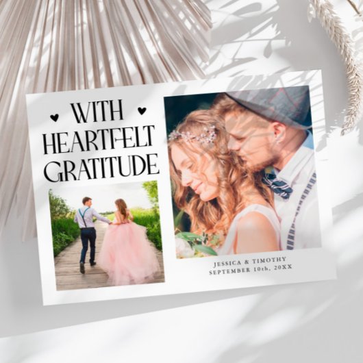 Heartfelt Gratitude White Wedding Multi Photo サンキューカード