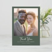 Heartfelt Green Elegant Photo サンキューカード (スタンド正面)