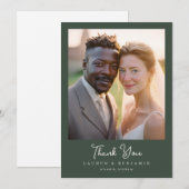 Heartfelt Green Elegant Photo サンキューカード (正面/裏面)