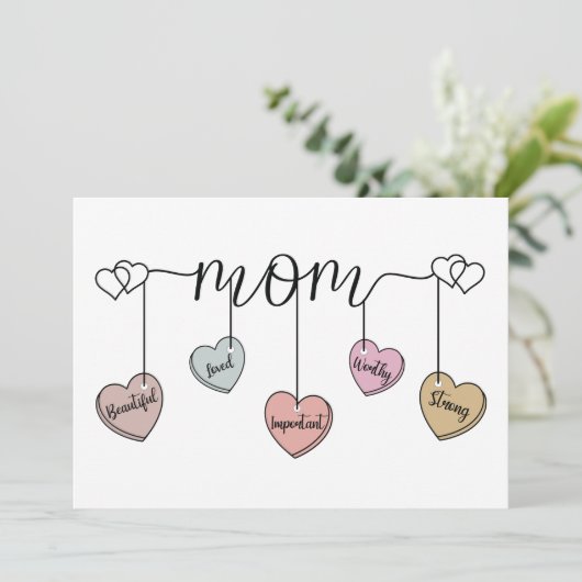Heartfelt Mom Heart Charm: Mother's Day & Birthday カード (スタンド正面)