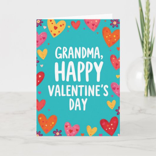 Heartfelt Painted Hearts Grandma Card カード (正面)