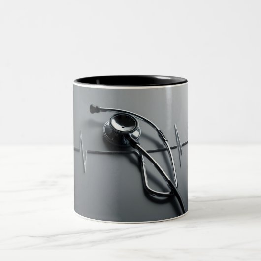 Heartfelt Sips:ナースとDoc用の聴診器マグ ツートーンマグカップ (中央)