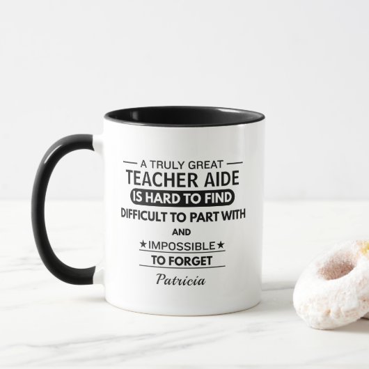 Heartfelt Teacher Aide Appreciation Quote Custom マグカップ (ドーナツ)