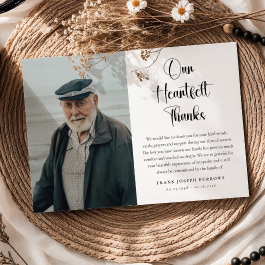 Heartfelt Thanks Funeral Photo & Message Sympathy  サンキューカード