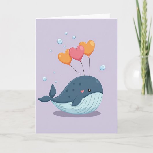 Heartfelt Whale Balloon Card カード (正面)