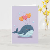 Heartfelt Whale Balloon Card カード (黄色い花)