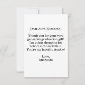 Heartful Note Auntie卒業写真フローラ サンキューカード (裏面)