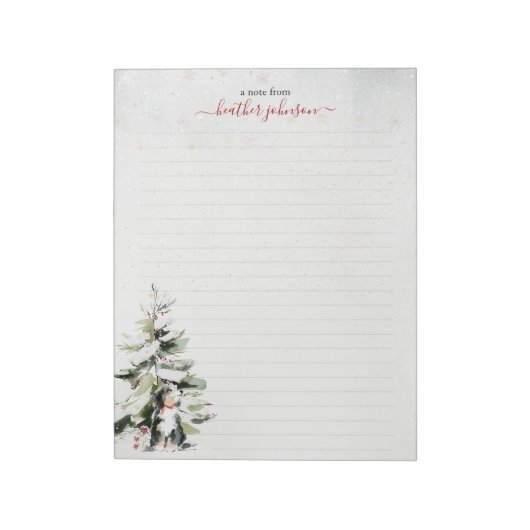 Hearthlight Notes 冬のあったかペット名入りデザイン ノートパッド (回転)