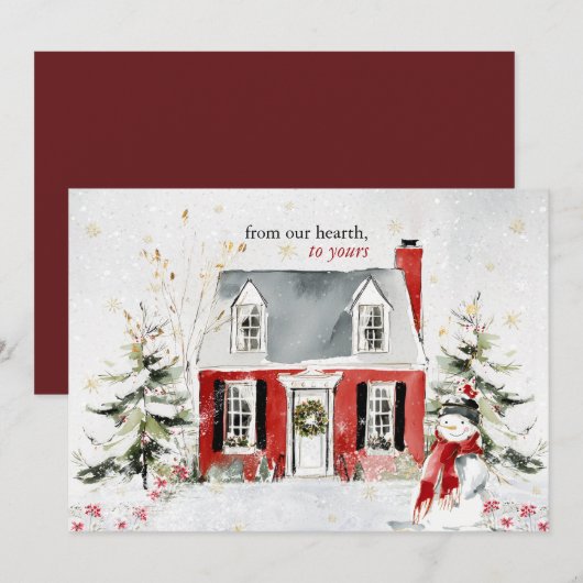 Hearthlight Notes Cozy Winter Home Personalized ノートカード (正面/裏面)