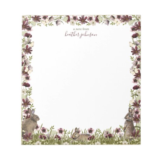 Hearthlight Notes Spring Meadow Bunny Notepad ノートパッド (正面)