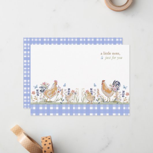 Hearthlight Notes Spring Soft Meadow Gingham ノートカード (正面/裏面インサイチュ)