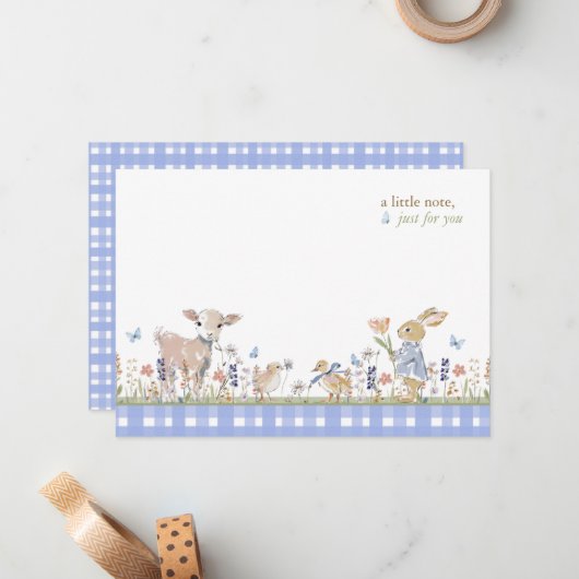 Hearthlight Notes Spring Soft Meadow Gingham ノートカード (正面/裏面インサイチュ)