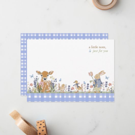 Hearthlight Notes Spring Soft Meadow Gingham ノートカード (正面/裏面インサイチュ)