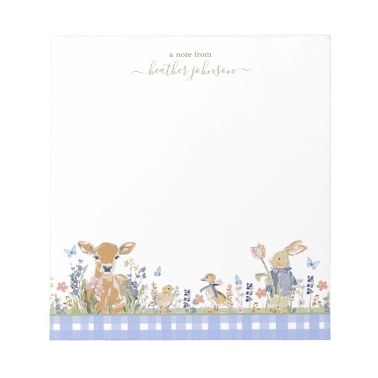 Hearthlight Notes Spring Soft Meadow Gingham ノートパッド (正面)