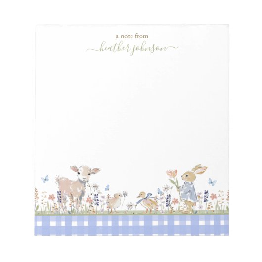 Hearthlight Notes Spring Soft Meadow Gingham ノートパッド (正面)