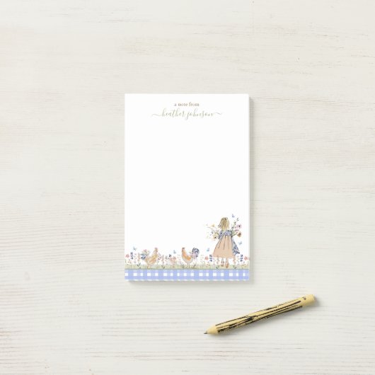 Hearthlight Notes Spring Soft Meadow Gingham ポストイット (デスク上)