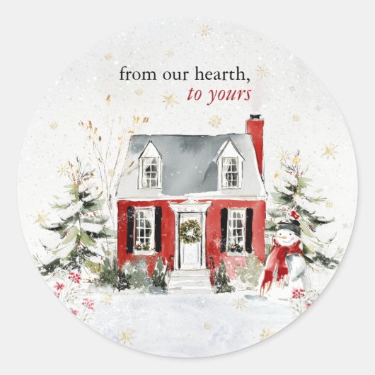 Hearthlight Notes Winter Cozy Home Personalized ラウンドシール (正面)