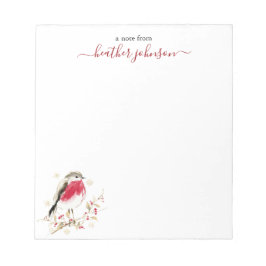 Hearthlight Notes Winter Robin Bird Personalized ノートパッド
