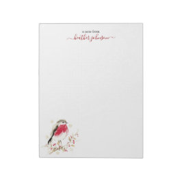Hearthlight Notes Winter Robin Bird Personalized ノートパッド