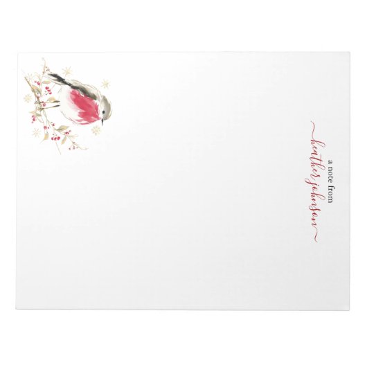 Hearthlight Notes Winter Robin Bird Personalized ノートパッド (正面)