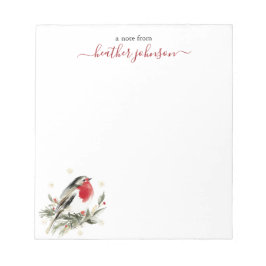 Hearthlight Notes Winter Robin Bird Personalized ノートパッド